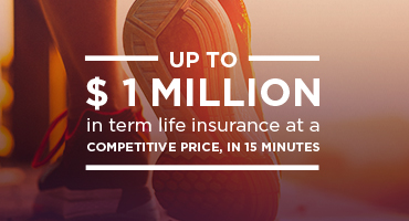 Up to $1 million in term life insurance at a competitive price, in 15 minutes